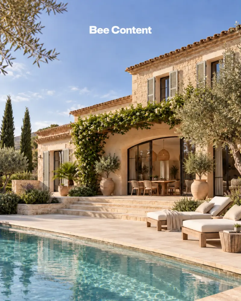 Exterior de una vivienda premium con piscina
